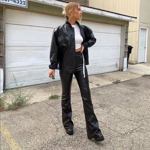 Majorelle leather flare pants